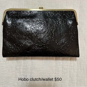 Hobo black leather clutch wallet crossbody